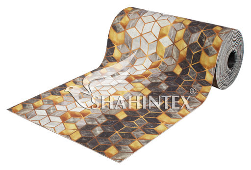 Коврик-дорожка SHAHINTEX DIGITAL PRINT (13) Куб 80х1000 серый с золотом  фото 2