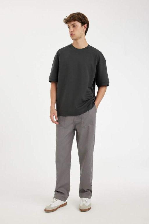 Широкие прямые брюки из габардина - Defacto фото 3