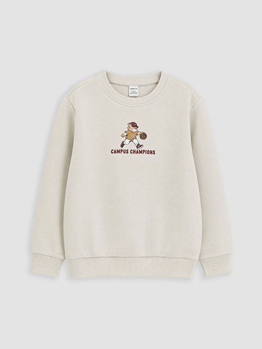 Bisiklet Yaka Bask?l? 2li Erkek ?ocuk Kal?n Sweatshirt