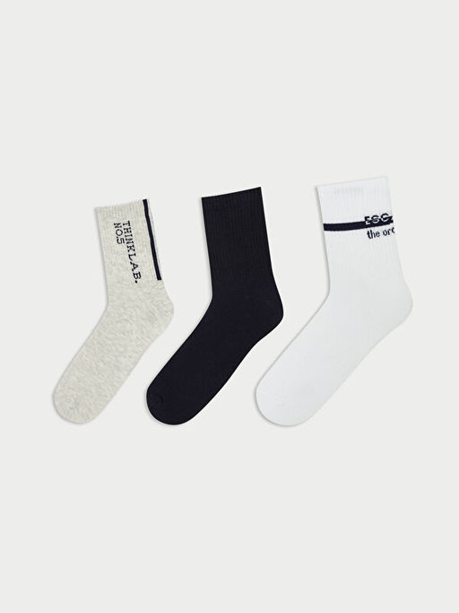 Bask?l? Erkek Soket ?orap 3l?