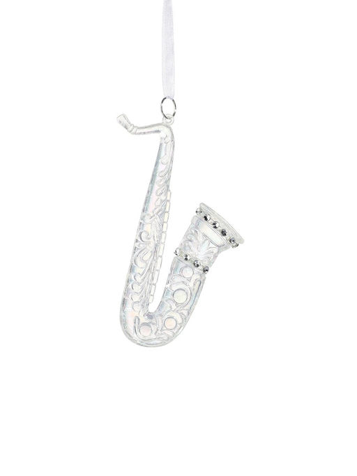 Цена за 2 шт. Ёлочная игрушка Зимнее волшебство. Саксофон, 124 см, прозрачный перелив  фото 8