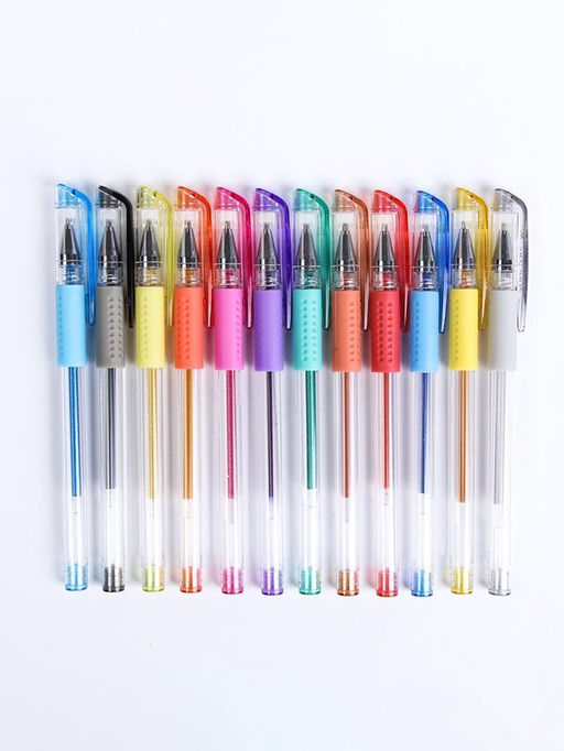 Набор гелевых ручек, 12 цветов, с блестками, с резиновым держателем, в пластиковой коробке - Simaland фото 3