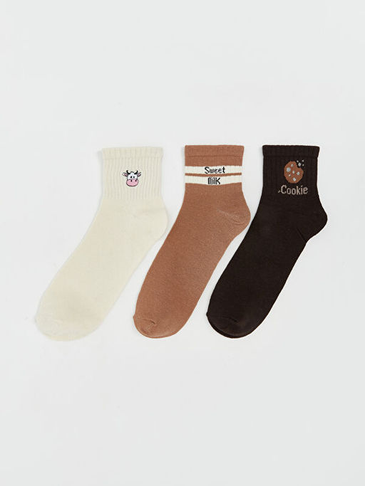 Bask?l? Kad?n Soket ?orap 3l?