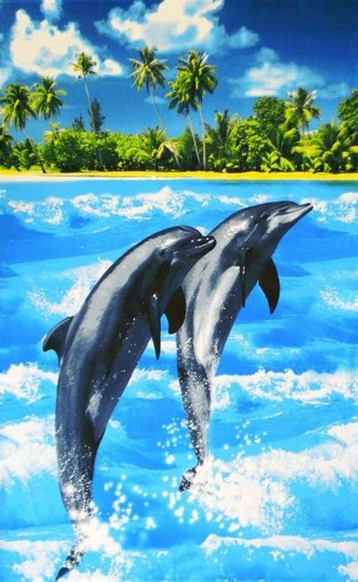 Полотенце пляжное "Райский остров 3D" 100*150 см. вафля хлопок 100%