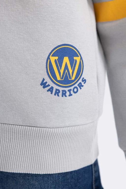 Толстая толстовка с капюшоном НБА Голден Стэйт Уорриорз для мальчиков - Defacto фото 5