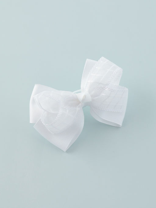 Цена за 6 шт. Бант для волос на резинке «Школьница», клеточка, 9 см, белый