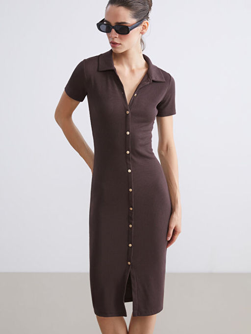 Polo Yaka Fitilli Elbise