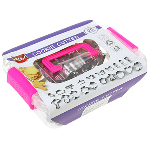 Форма для печенья из нержавеющей стали Микс набор 20 штук, h1,5см, в пластмасссовом контейнере 19х14,5х6см с клипсами (Китай) - Домашняя мода фото 3