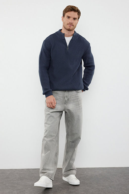 Indigo Casual Regular Yar_m Bal_k__ Yaka D_z Triko Kazak TMNAW22KZ1908 - Trendyolmilla фото 2
