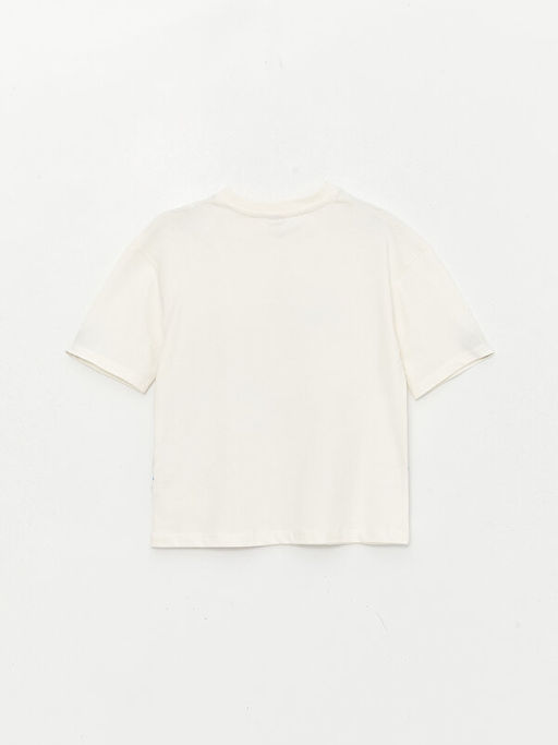 Bisiklet Yaka Bask?l? K?sa Kollu K?z ?ocuk Ti??rt - Waikiki фото 2