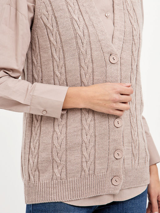 кардиган женский без рукавов с косами - Glenfield фото 6