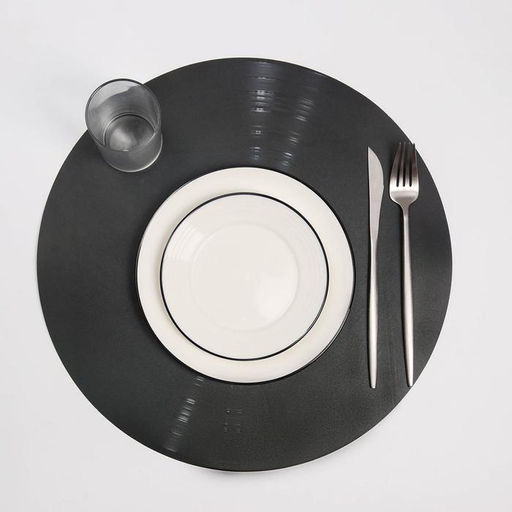 Цена за 12 шт. Салфетка сервировочная на стол Доляна Виниловая пластинка, d=38 см, цвет чёрный  фото 5