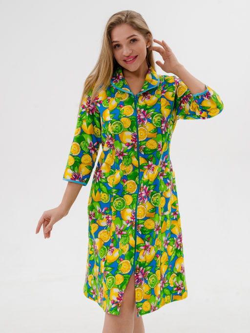 Халат женский из фланели Маша желтый макси