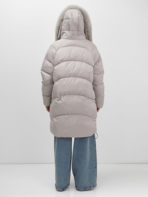 Пальто зимнее утепленное с мехом и капюшоном тренд светло-коричневого цвета 7745SK - Visdeer фото 13