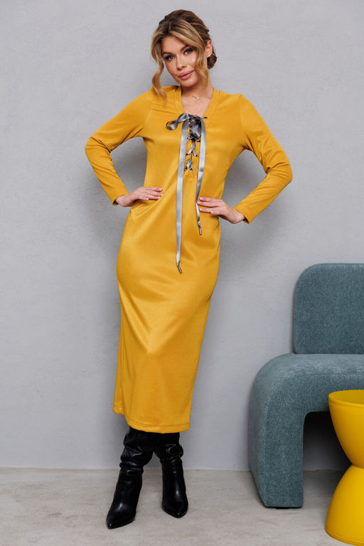 Платье AMORI 9822 горчица  фото 5