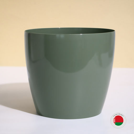 Кашпо для цветов, d=21 см, 5.2 л, пластик, зелёное, шалфей