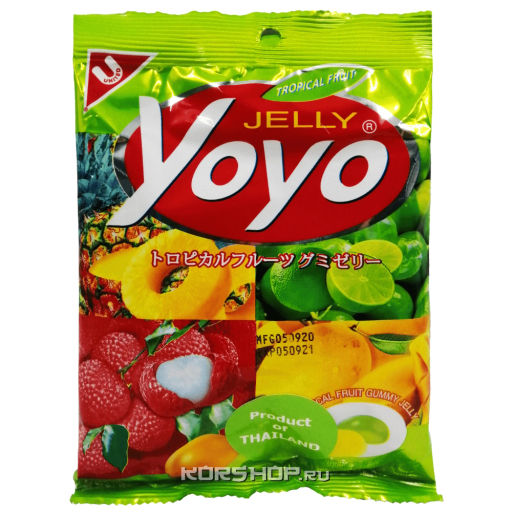 Желейные конфеты с натуральным соком "Тропические фрукты" Yoyo, Таиланд, 80 г