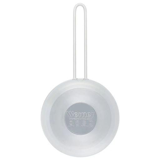 51795 WERNER Набор посуды CASINA из 4 пр. (ковш 14х7,5 см/1,2 л, кастрюля с крышкой 14х7,5 см/1,2 л, сковорода 16х4 см), с индукционным дном. Материал: нержавеющая сталь 18/10. Толщина стенок: 0,6 мм, толщина дна: 3,1 мм.