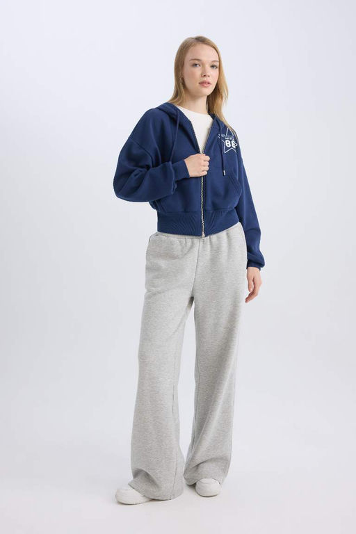 Классные широкие штанины, эластичный пояс, шнуровка, карман, широкие брюки. Базовый однотонный серый низ спортивного костюма. - Defacto фото 3