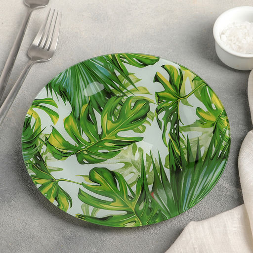 Тарелка стеклянная десертная Доляна Монстера, d=20 см фото 2