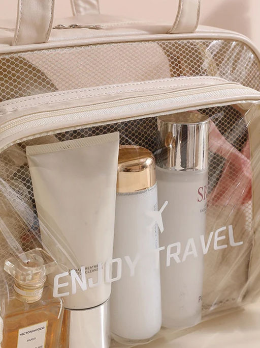 Kristaller Сумка-косметичка унисекс прозрачная с отделением для обуви, бежевый фото 7
