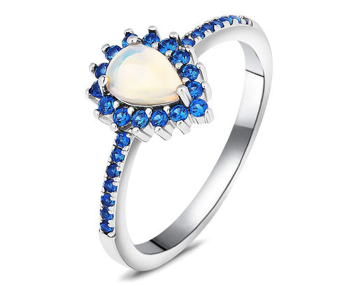 Кольцо, опал нат. белый , наносапфир, NKD-2321