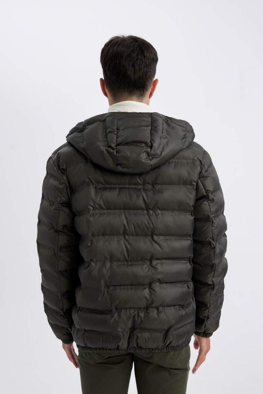 Облегающее водоотталкивающее пальто с капюшоном - Defacto фото 7