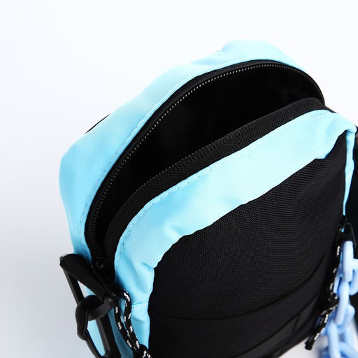 Сумка молодёжная на молнии, 1 наружный карман, цвет чёрный/голубой - Simaland фото 3