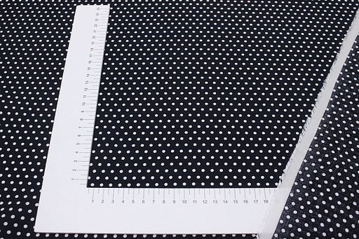 Штапель Белый горох (3мм) цв.черный с синим оттенком, ш.1.43м, вискоза-100%, 90гр/м.кв - Купава фото 4