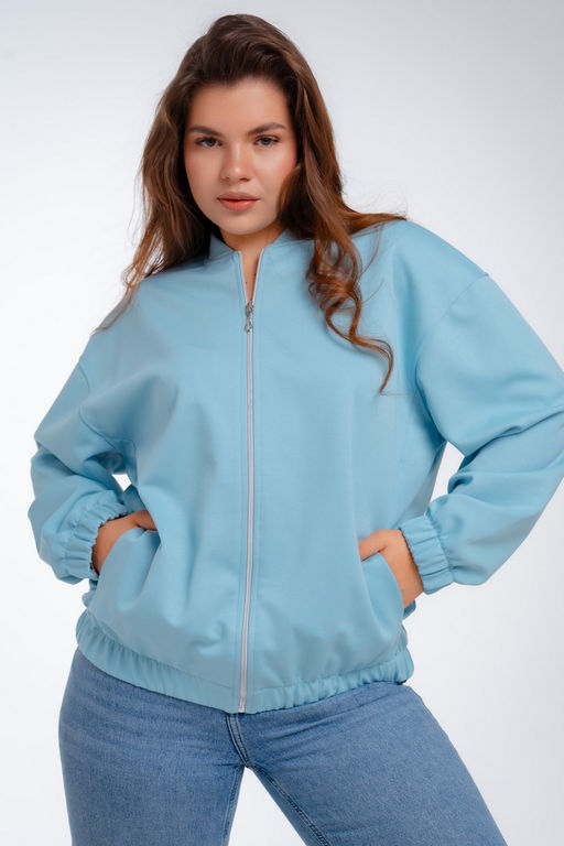 Бомбер из коттон фита аквамарин - Амадэль фото 16