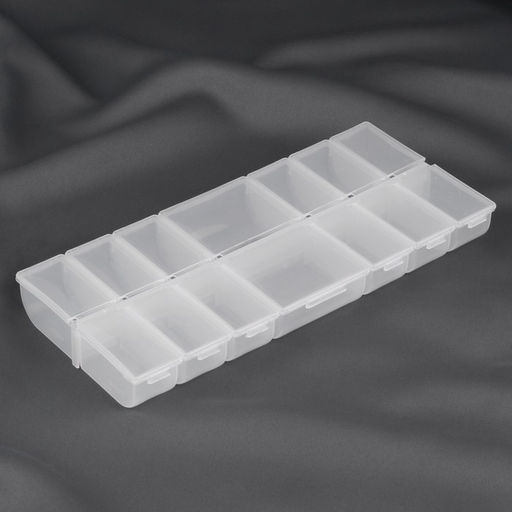 Органайзер для бисера, 14 отделений, 25 × 10,5 × 2,75 см, цвет прозрачный