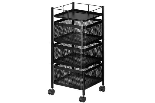 Этажерка 3-х ярусная 27*27*64 см Черная с выдвижными корзинами, на колесиках, металлическая - Elan gallery фото 4