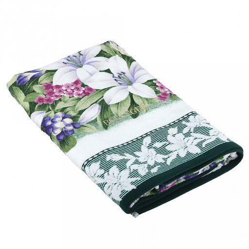 "Япония-2019" Полотенце махровое 70х140см, плотность 300гр/м2, 100% хлопок, "Лилия", зеленый, Bolangde (Китай)