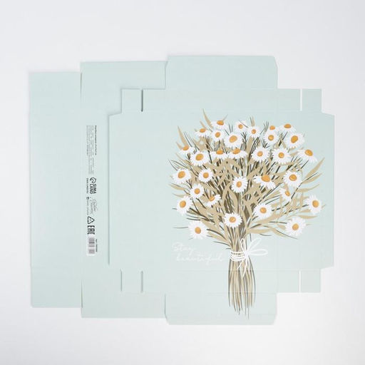 Цена за 2 шт. Коробка подарочная складная, упаковка, Ромашки, 21?15?7 см