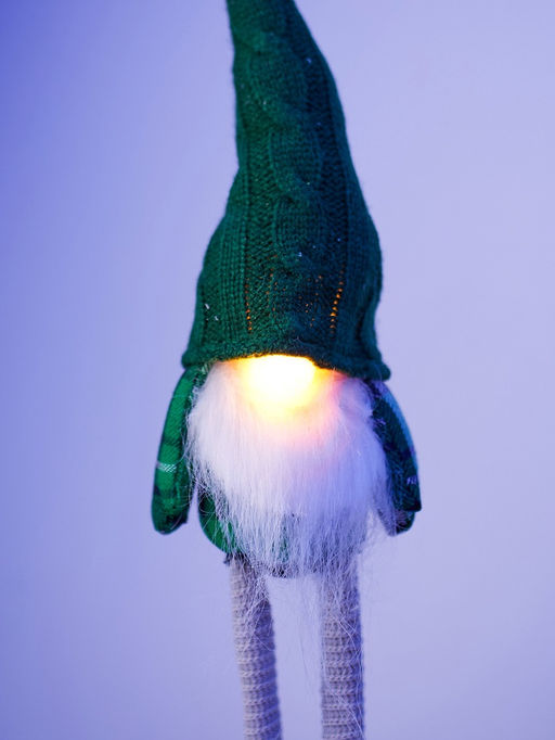 Фигура текстиль «Гном в зелёном» 42 см, 1 LED, от батареек AG13×3, свечение тёплое белое