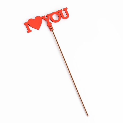 Топпер для торта деревянный I Love You, красный, 12×5 см