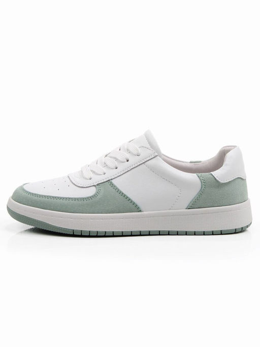 03-C933-7K WHITE/GREEN Кеды кожаные женские (натуральная кожа, натуральная замша)