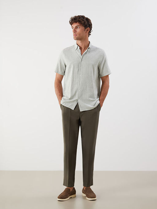 Regular Fit K?sa Kollu ?izgili Arm?rl? Erkek G?mlek