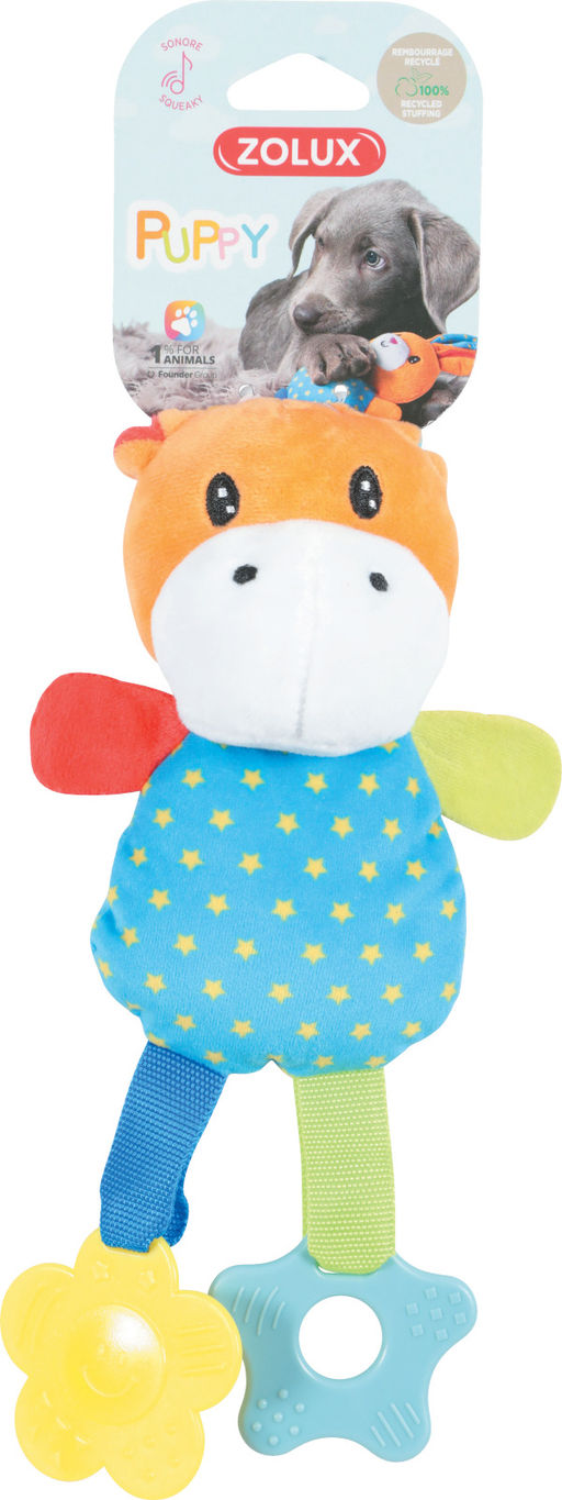 ZOLUX, Плюшевая игрушка с пищалкой и элементами EVA "Радужный бегемот" оранжевый, 24.5 см, 480164BLE