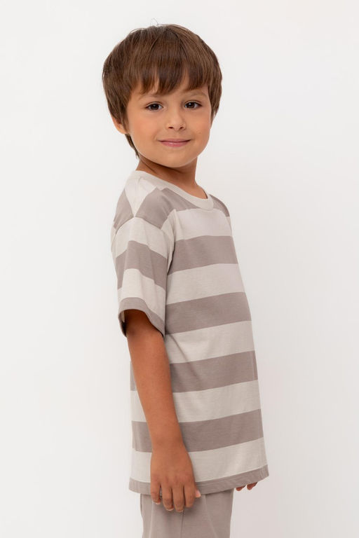 КР 302461/бежевый,коричневый,полоска к554 фуфайка (футболка) для мал - Crockid фото 4