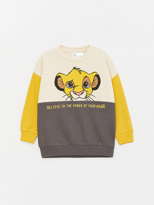 Bisiklet Yaka Uzun Kollu Aslan Kral Bask?l? Erkek Bebek Sweatshirt ve Pantolon 2li Tak?m - Waikiki фото 2