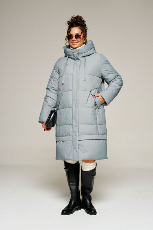 Пальто Beautiful Free 8022 серо-голубой