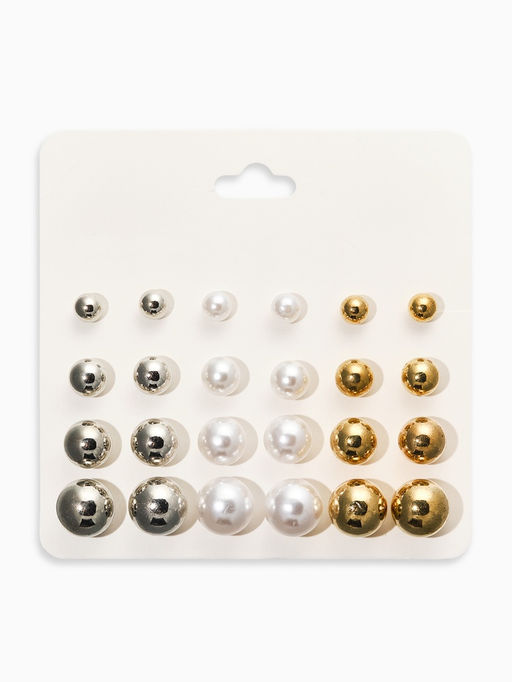 Серьги пусеты QF «Рэйчел», 12 пар, бусины d=6-12 мм, цветные