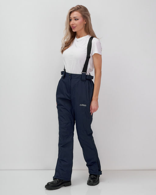 Горнолыжный костюм женский зимний темно-синего цвета 02803TS