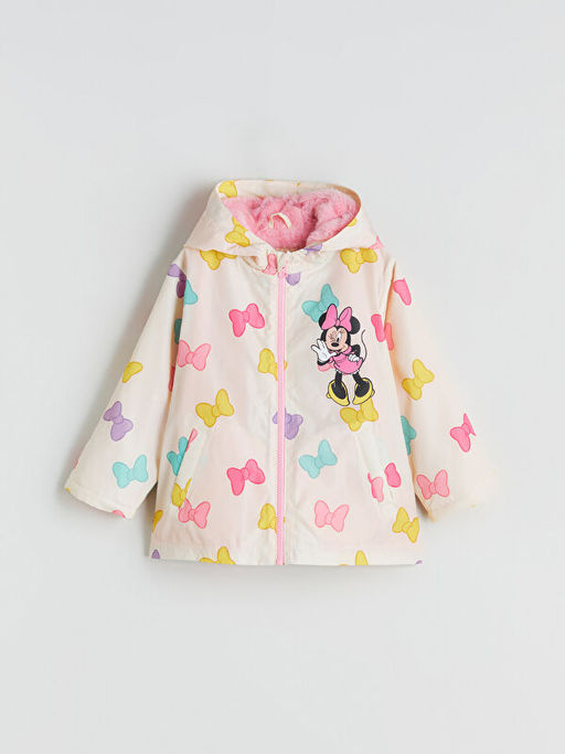 Kap??onlu Minnie Mouse Bask?l? K?z ?ocuk Mont