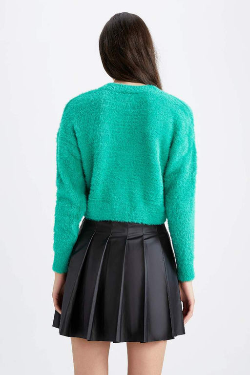 Кардиган стандартного кроя с V-образным вырезом - Defacto фото 4