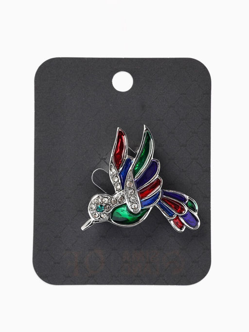 Брошь «Птица» голубка, цветная в серебре