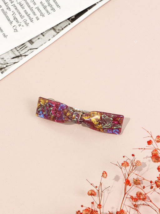 Цена за 3 шт. Заколка-автомат для волос "Вэнна" блеск, 8 см, микс