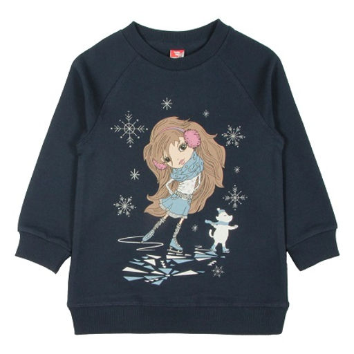 CRB wear/CWK 62479 Платье модель туника для девочки, темно-синий/Ex.Cherubino  фото 2