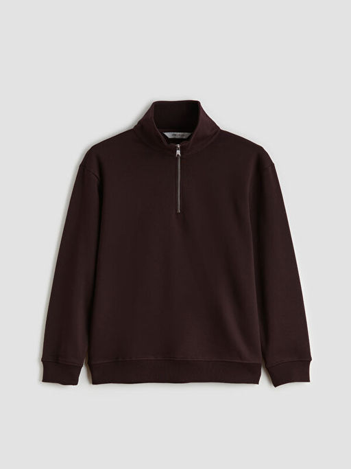 Fermuarl? Dik Yaka Erkek Kal?n Sweatshirt